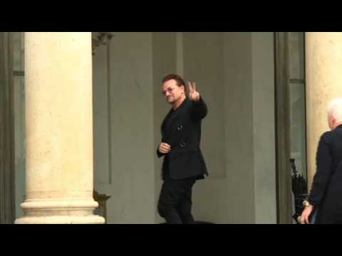 U2 star Bono meets President Macron at the Elysee