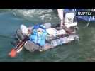 Budget Travel? Coast Guard Arrest Man Sailing on Raft Made of Plastic Bottles