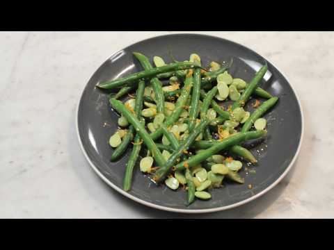 Edamame and green beans with orange and ginger