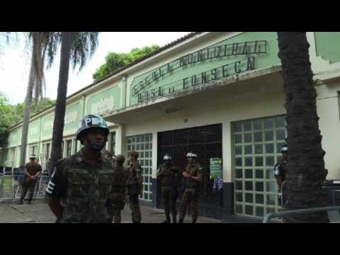 Increased security outside Brazil's Bolsonaro voting station