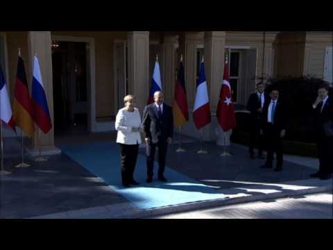German Chancellor Merkel arrives for Syria summit in Istanbul