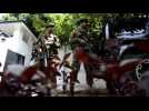 Sri Lankan soldiers stand guard at Rajapakse's residence