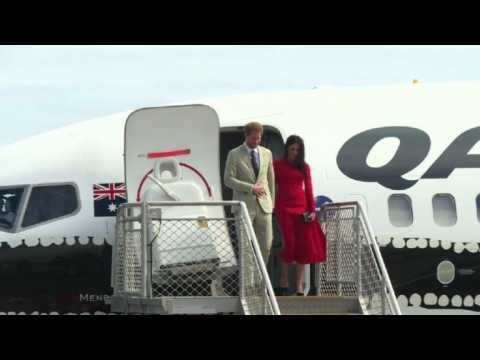 Prince Harry and Meghan arrive in Tonga at Fua'amotu Airport