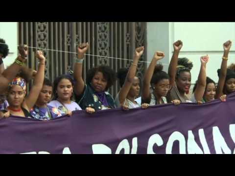 Brazilian women in Rio protest against frontrunner Bolsonaro
