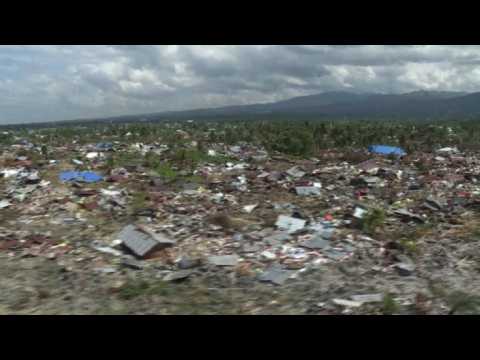 Aerials of Indonesian quake destruction