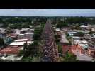 Drone images of migrants at the Guatemala-Mexico border