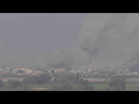 Large clouds of smoke after strikes on central Gaza