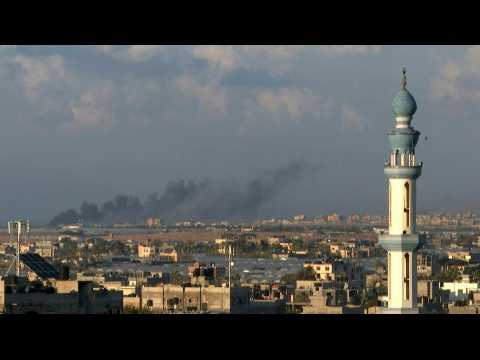 Smoke billows following Israeli air strikes north of Rafah
