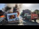 French farmers block A9 Narbonne toll booth in southern France
