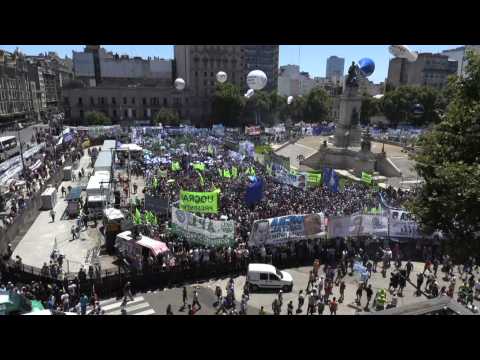 Thousands converge outside Argentina's National Congress in Buenos Aires