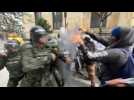 Pro-government protesters clash with Colombia police