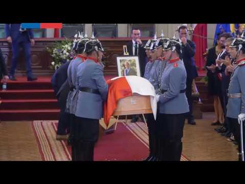 Coffin of Chile's ex-president Sebastian Pinera leaves former Congress
