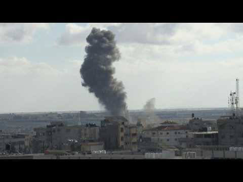 Smoke billows after strikes on Rafah, Khan Yunis