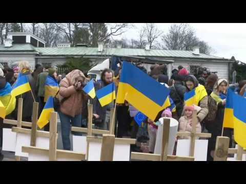 People in Warsaw rally in support of Ukraine on second anniversary of the war