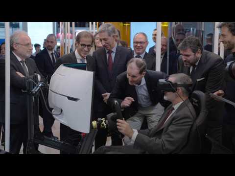 King Felipe VI gets on the Hispano Swiss simulator