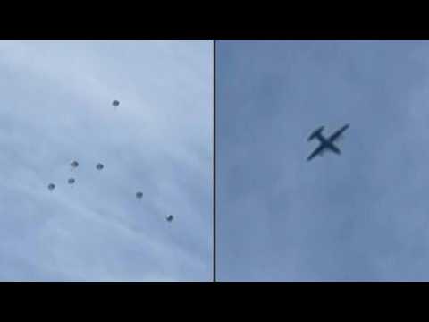 Plane airdrops aid in the northern Gaza Strip