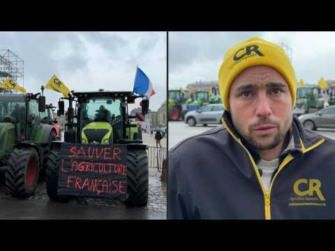 Agricultural crisis: tractors parked outside the Palace of Versailles