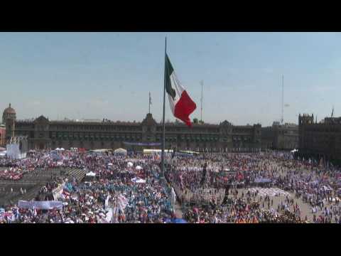 Supporters attend Sheinbaum's election campaign kickoff rally in Mexico City