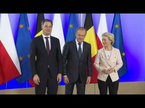 Polish Prime Minister welcomes Ursula von der Leyen and Alexandre De Croo at chancellery