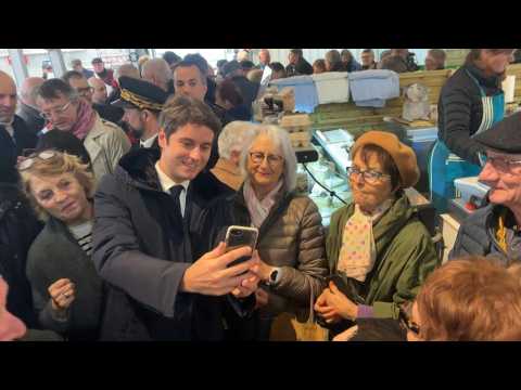 French PM Attal visits market at seaside resort town of Royan