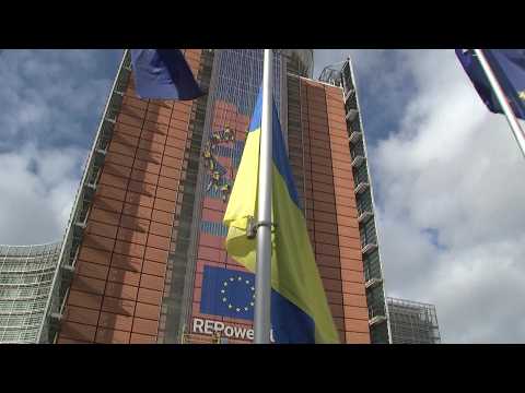 EU flies Ukrainian flag to mark second anniversary of war