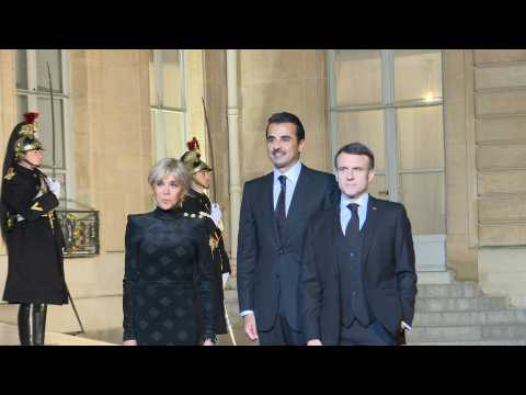 Emir of Qatar arrives in Paris for state dinner with French president, first lady