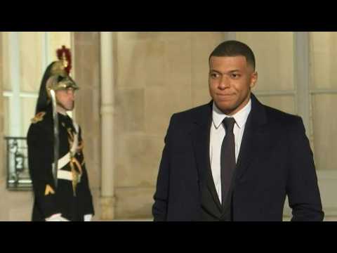 Mbappe arrives at the Elysée Palace for a state dinner with Qatari Emir