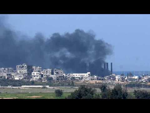 Smoke rises over southern Gaza, as seen from Israel