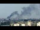 Smoke billows following Israeli strikes on Khan Yunis, southern Gaza
