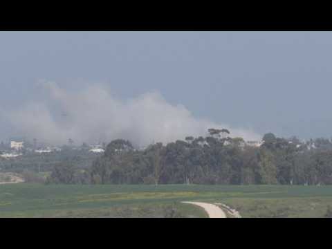 Smoke rises over southern Gaza, as seen from Israel
