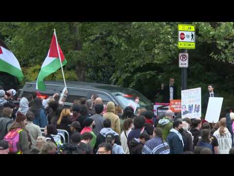 Pro-Palestinian protest outside White House Correspondents' Association dinner venue