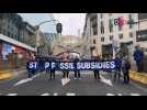 Manifestation Extinction Rebellion: Blocage de la rue Belliard à Bruxelles