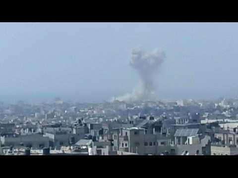 Smoke rises following strike in Rafah
