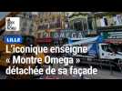 Lille : l'iconique enseigne Montre Omega détachée de sa façade pour être rénovée