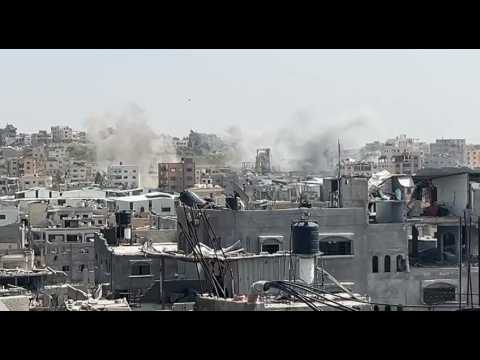 Plumes of smoke rise over Gaza's Jabalia