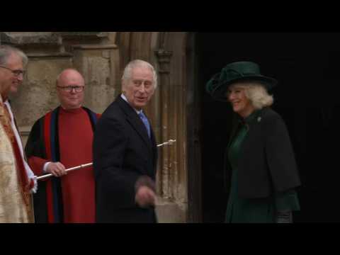 Britain's King Charles III arrives at Easter Sunday church service