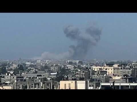 Smoke rises following Israeil airstrike on Khan Yunis