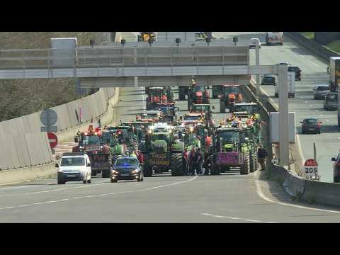 French and Spanish farmers stage joint protest at border