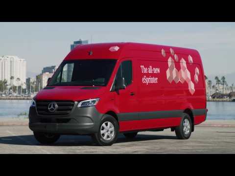 The all-new Mercedes-Benz eSprinter in Red Driving Video