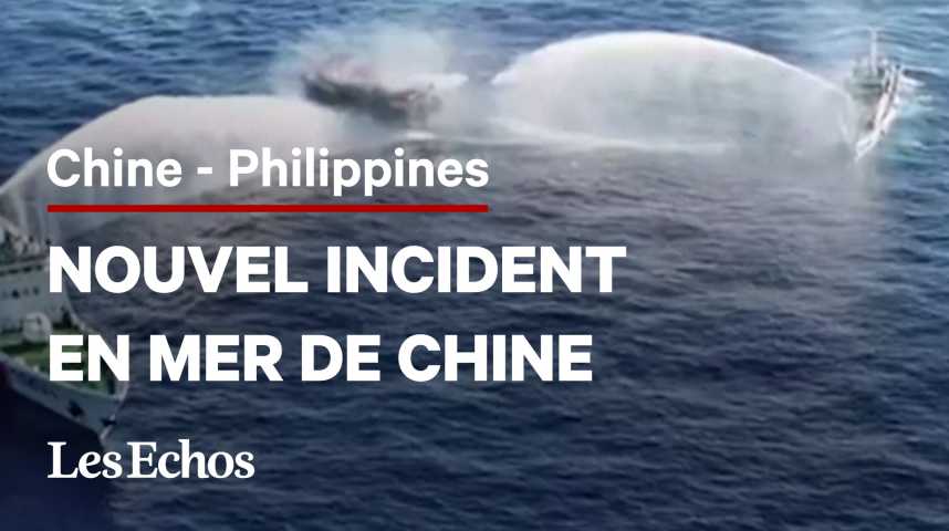 Illustration pour la vidéo La Chine et les Philippines s’affrontent à coups de canon à eau en mer de Chine méridionale