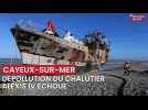 Dépollution du chalutier Alexis IV échoué à Cayeux-sur-Mer