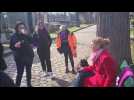 Calais: Dernière séance de coaching des femmes des salariés de Prysmian avant la manifestation parisienne