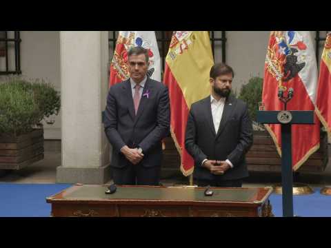 Chile president Boric welcomes Spanish PM Sanchez in Santiago