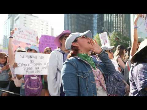 Thousands of women march in Mexico City on International Women's Day