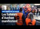 Manifestation des salariés Auchan devant le siège du groupe à Villeneuve-d'Ascq