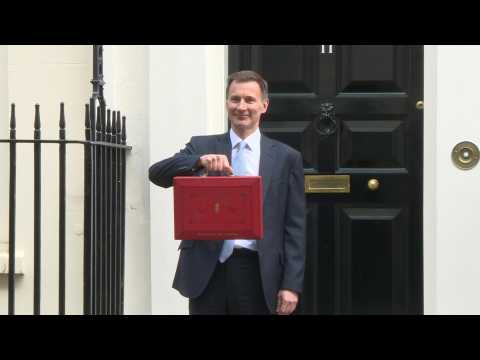 UK finance minister poses with 'red box' ahead of budget delivery