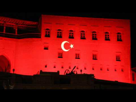 Turkish flag lights up Erbil citadel in Iraq