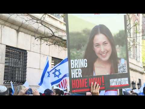 Protesters outside Columbia University demand release of Hamas-held Israeli hostages