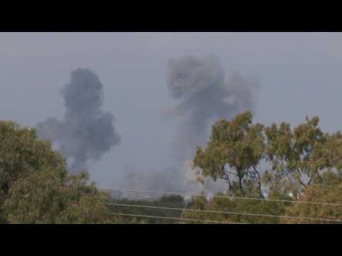 Plumes of smoke over northern Gaza Strip