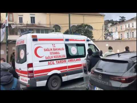 Emergency services at the scene after armed attack at Italian church in Istanbul